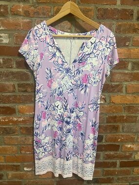 Lilly Pulitzer Lavender Floral V-Neck Tunic Dress